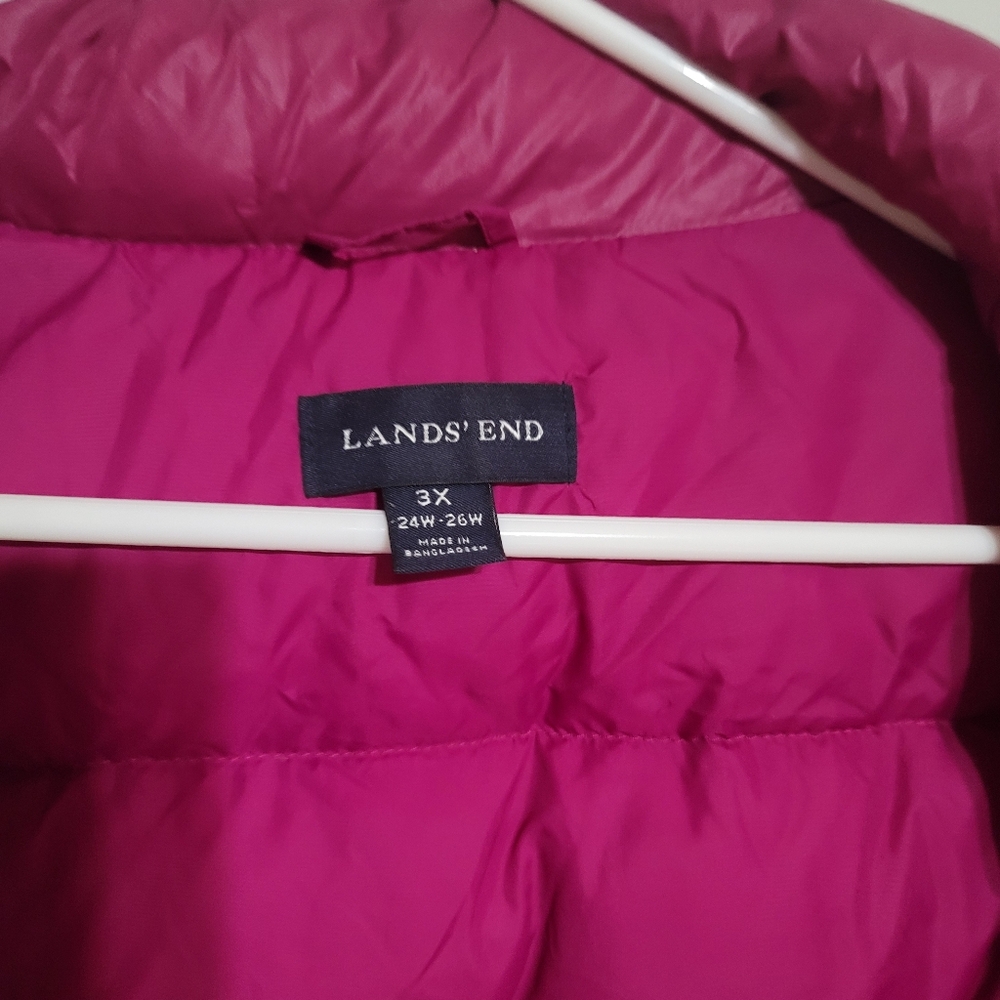 Lands' End Fuchsia Puffer Vest 3X Down 24 26 Pink‎ Magenta - Picture 3 of 5